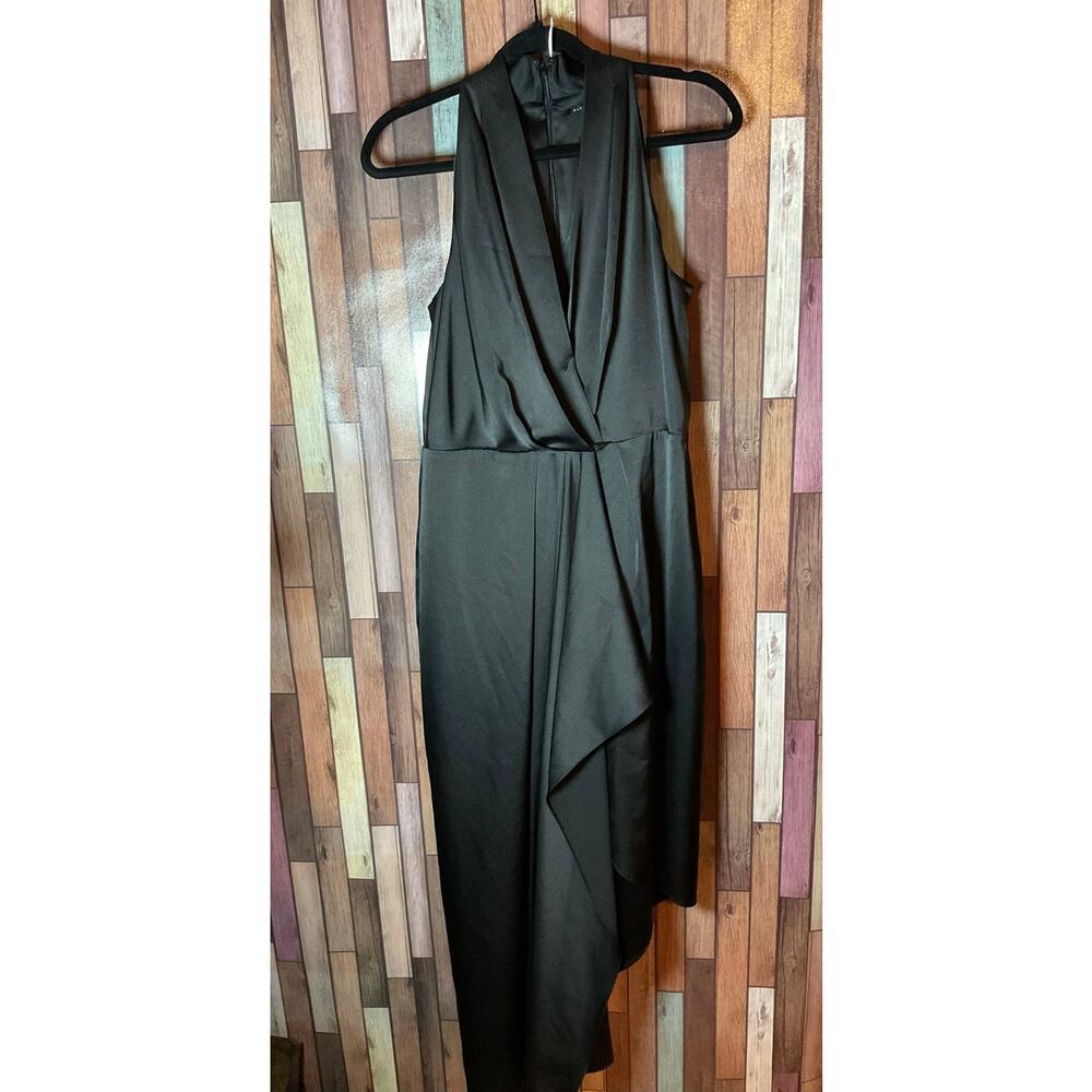 Alex Marie Hazel Black Dress SurpliceV-Neckline Asymmetrical Hem Women’s Size 8